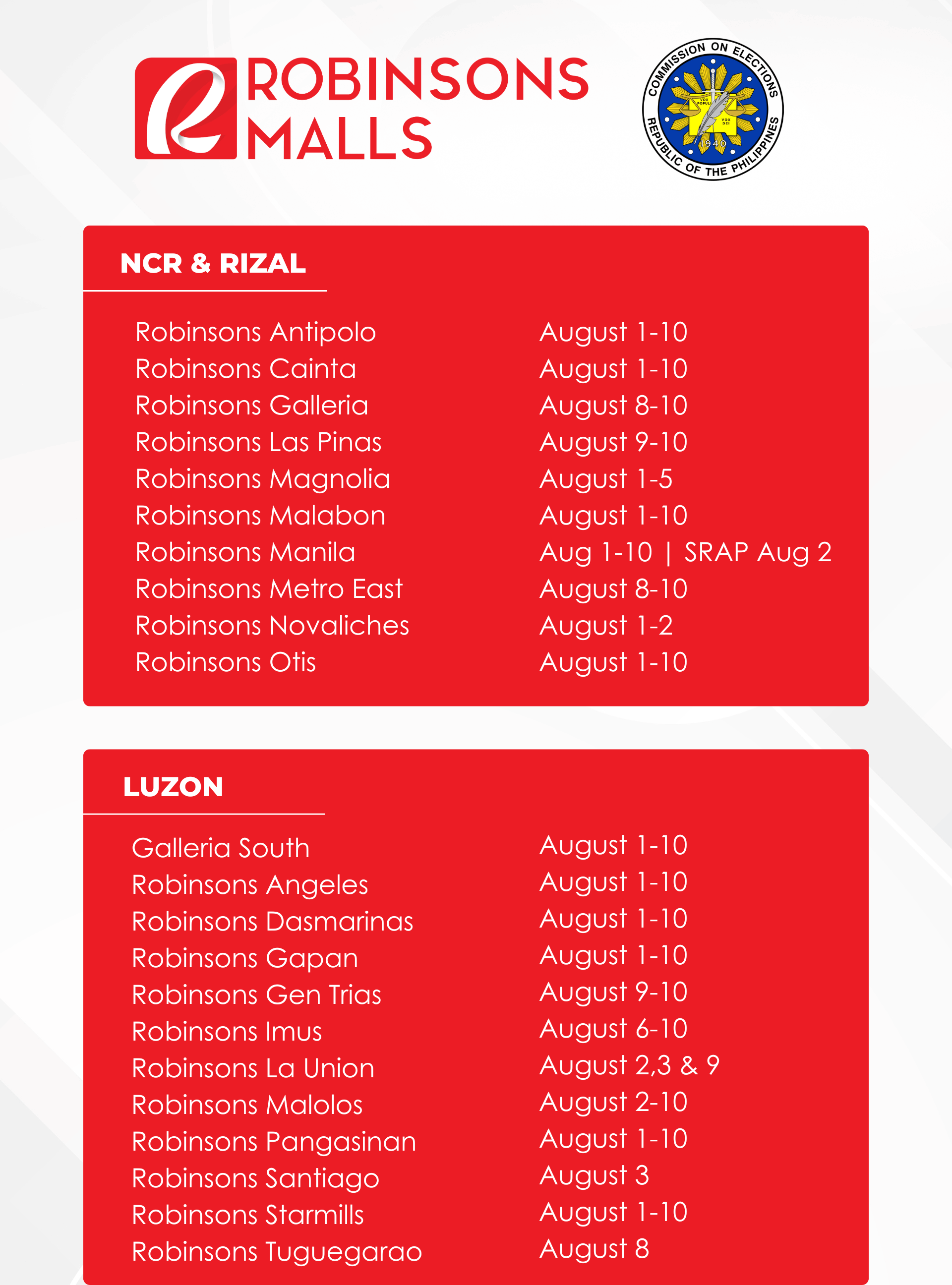 Voter Registration 2025 Robinsons Malls